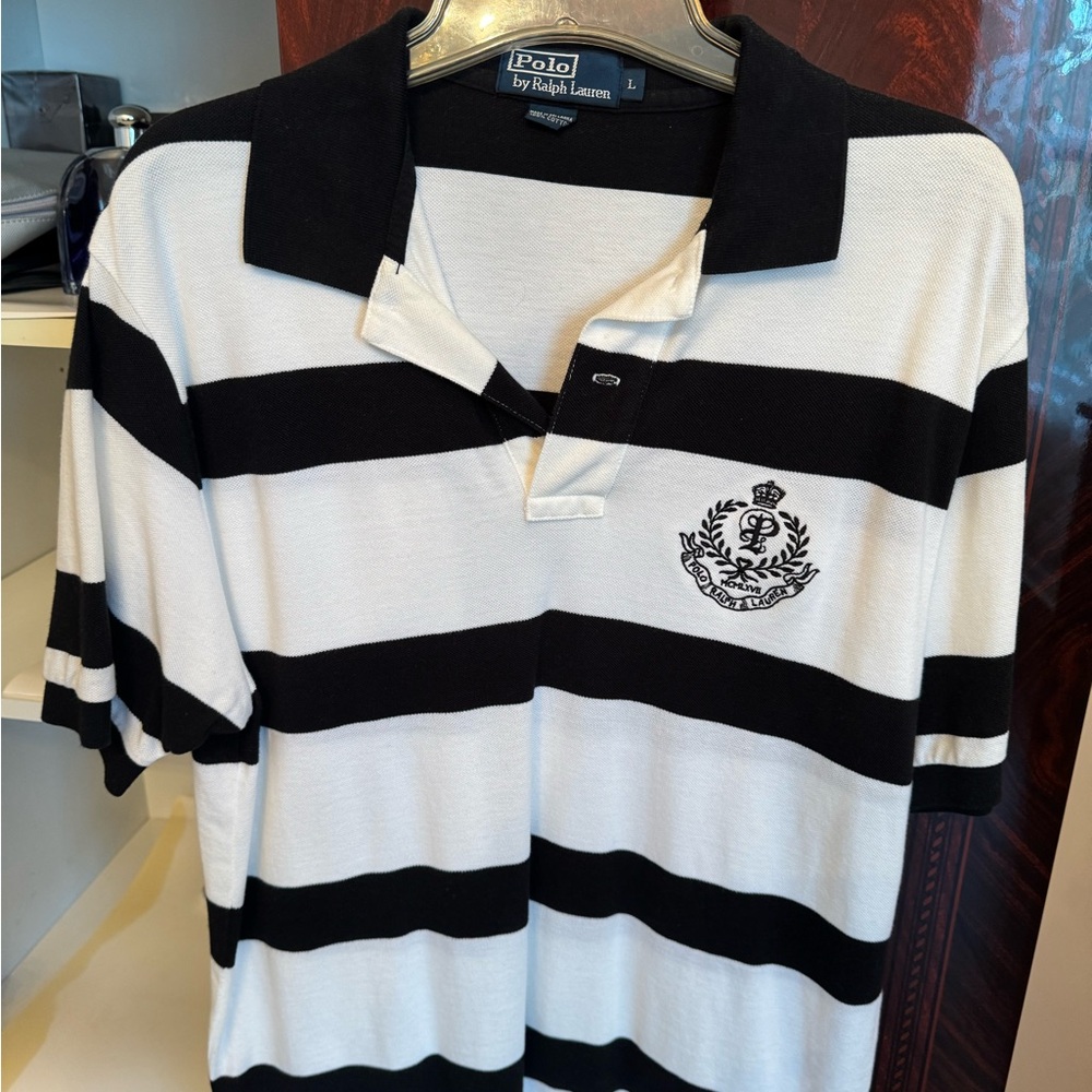 Ralph Lauren Black and White Striped Polo Shirt